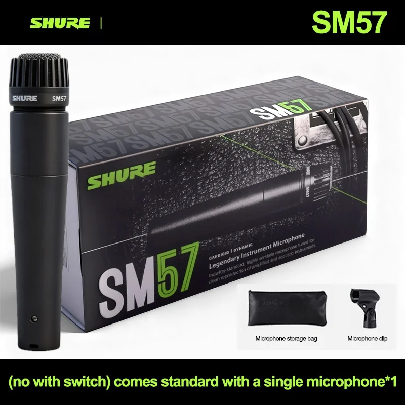 Shure SM57 Instrument Microphone Cardioid Dynamic Hand Mic Classic Vocal Stage Performance Guitar Studio Singing Home KTV M
