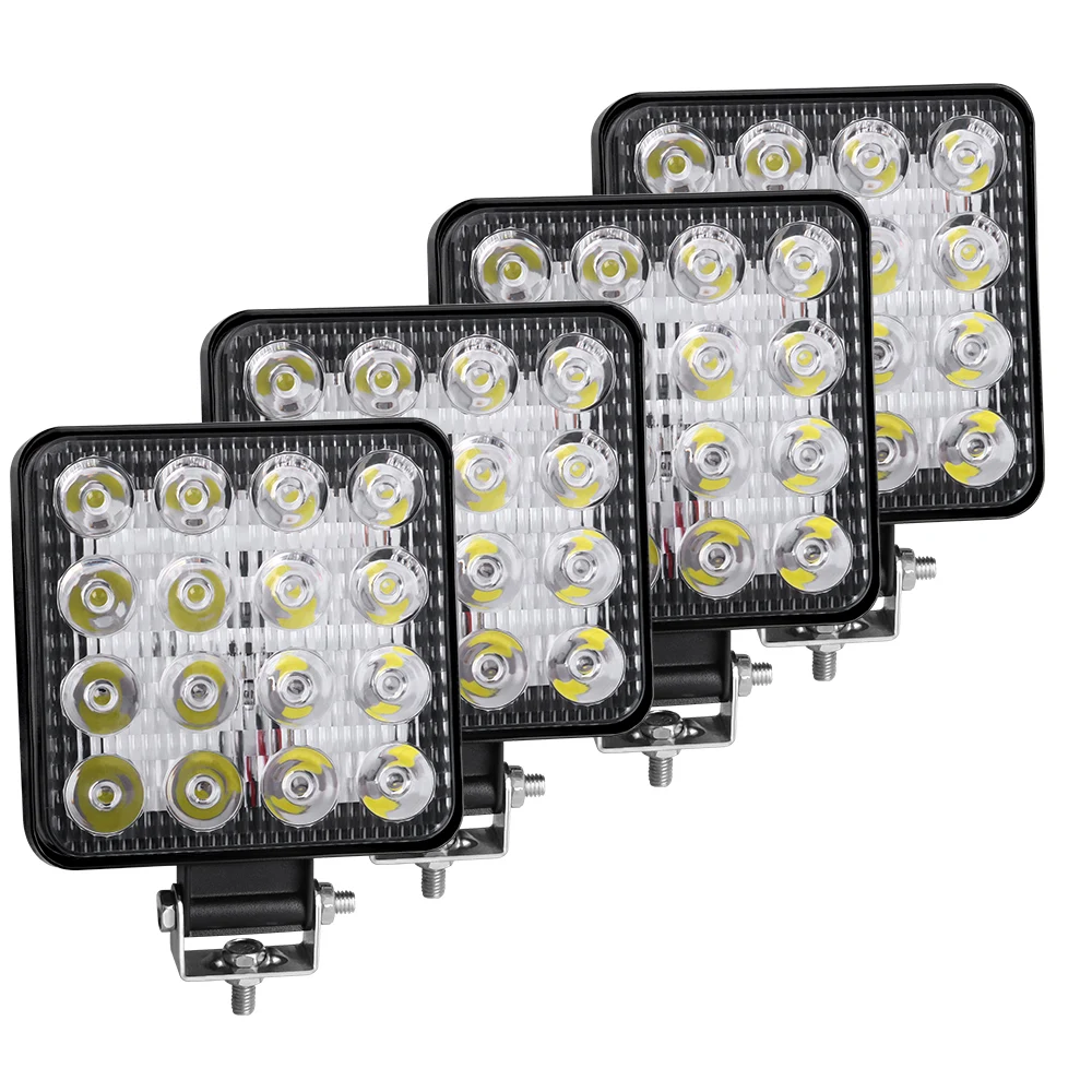 

4X Led Light Bar Worklight 48W 16LED Offroad Work Light 12V Spotlight For 4x4 LED SUV ATV 4i Bar Tractor Headlight Bulbs White