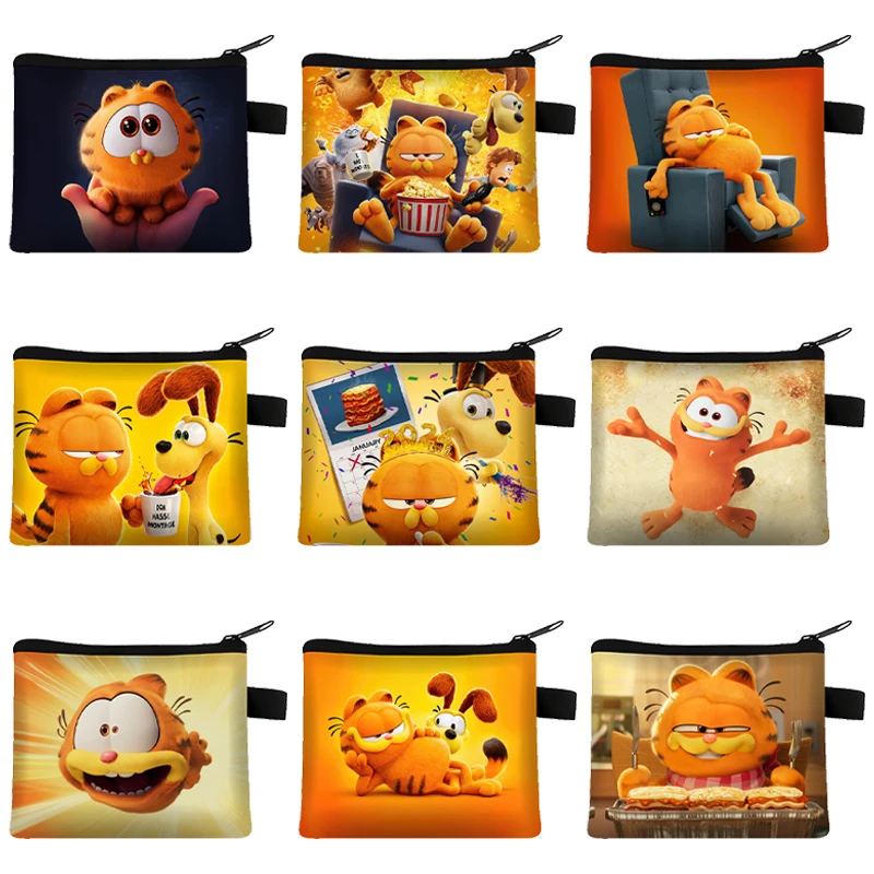 New Garfieldes portamonete Kawaii Cartoon Print Storage Bag Cute Boys Girls Square Mini Bag Storage Bags regali di compleanno per bambini