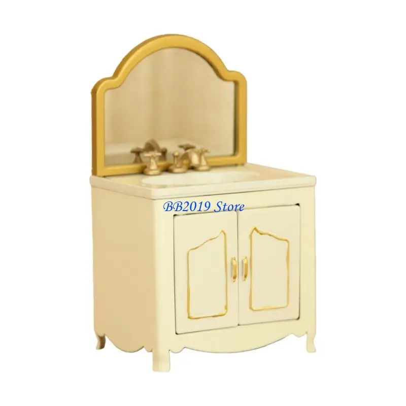 

Q0KB Antique Bathroom Cabinet Miniature Cabinet Accurate 1/12 Dollhouses Furniture For Realistic Bedroom Decors And Organizing