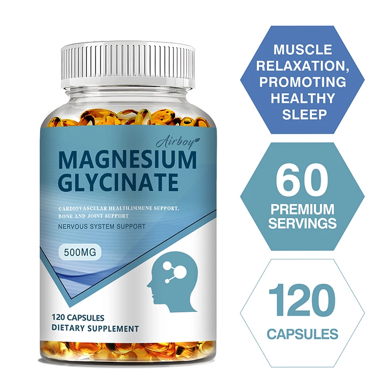 

Magnesium Glycinate Capsules 500mg - Supports Bone Immune System, Heart Health, Promotes Natural Sleep, Soothes Nerves