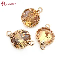 10PCS 18K Gold Color Brass Zircon Round Shape Charms Pendants Necklace Earrings Diy Jewelry Accessories Rosediy official-website