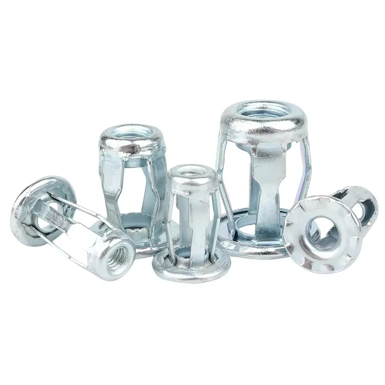 Blue-White Zinc Jack Nuts M4 M5 M6 M8 Expansion Clamp Petal Rivet for Plastic Pressboard Hardboard