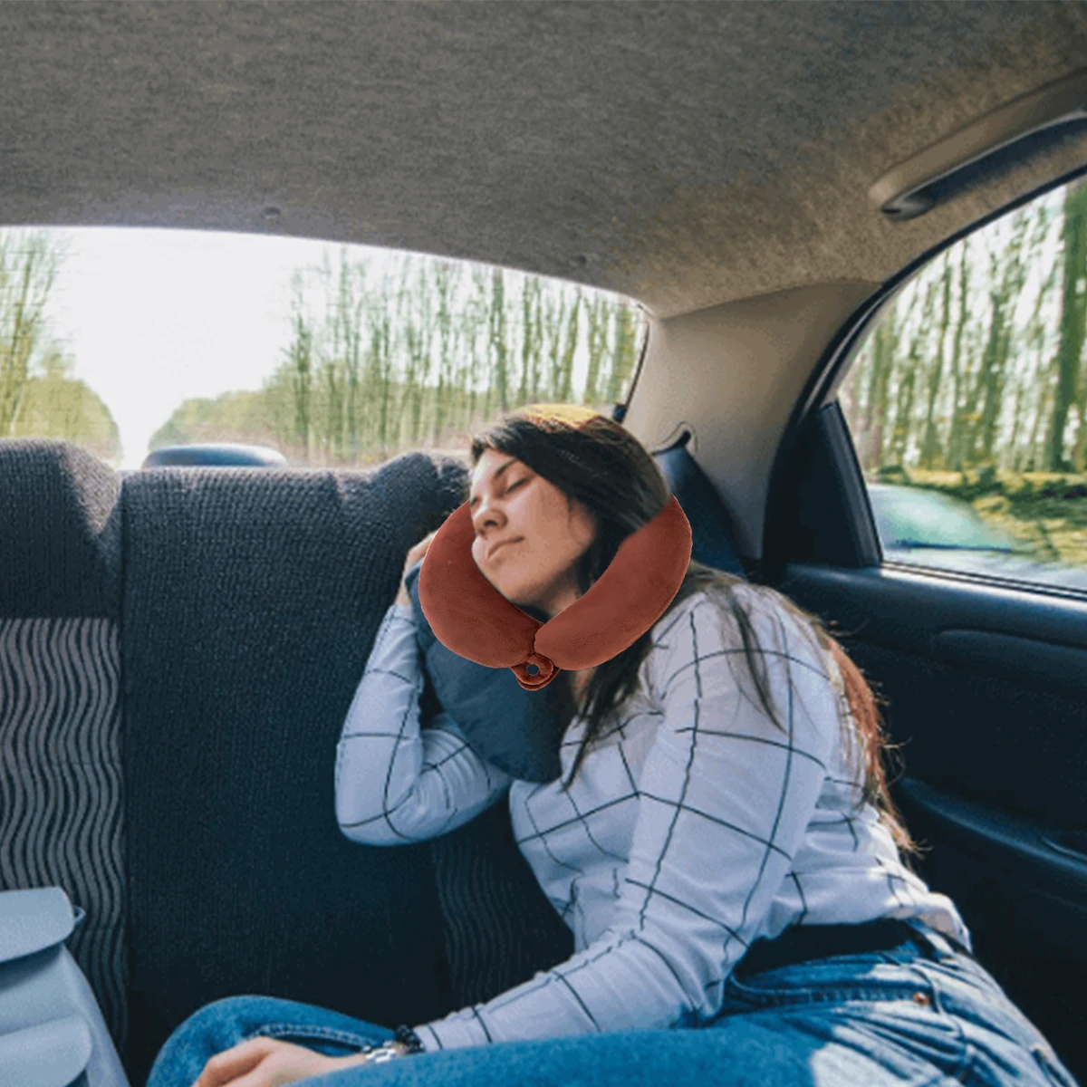 

1Pcs Solid-Color PP Cotton U-Shaped Neck Pillow for Driving, Travel, Office Nap & Prone Sleeping Support
