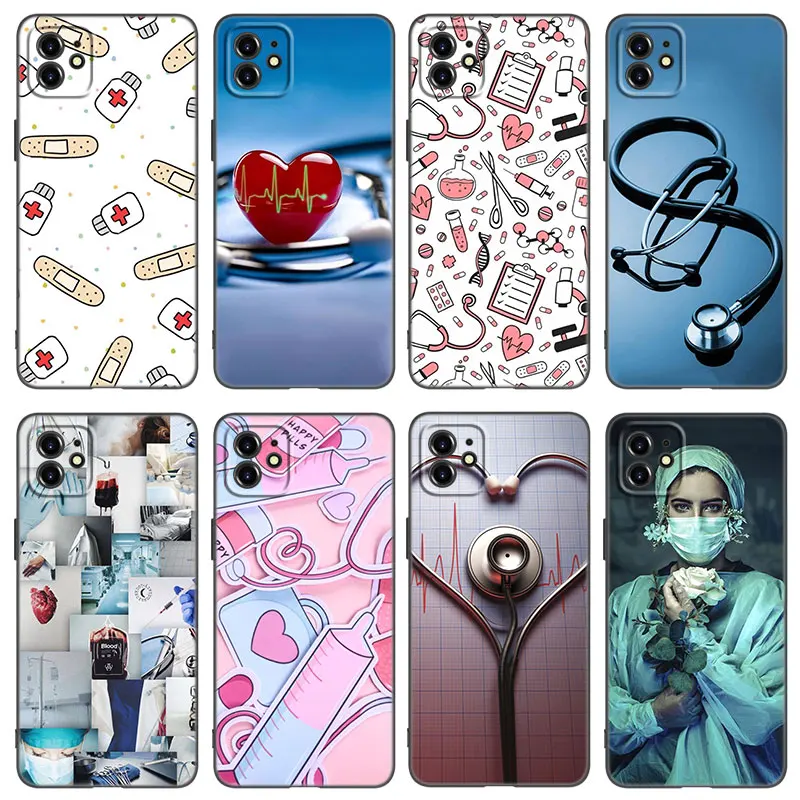 Medicine Nurse Doctor Phone Case For Apple iPhone 13 12 Mini 14 11 Pro XS Max XR X 8 7 6S 6 Plus SE 2022 2020 5S Black Cover