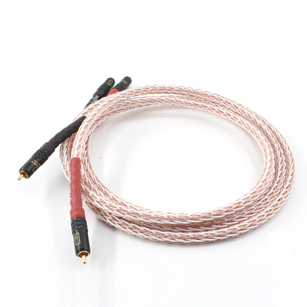 

HiFi 8TC 7N OCC Pure copper RCA Cable Hi-end CD Amplifier Interconnect 2RCA to 2RCA Male Audio Cable