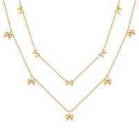 Minimalist Bow Necklaces for Women,Stainless Steel Gold Color Rolo Chain Necklace,Fashion Waterproof Jewelry Gift