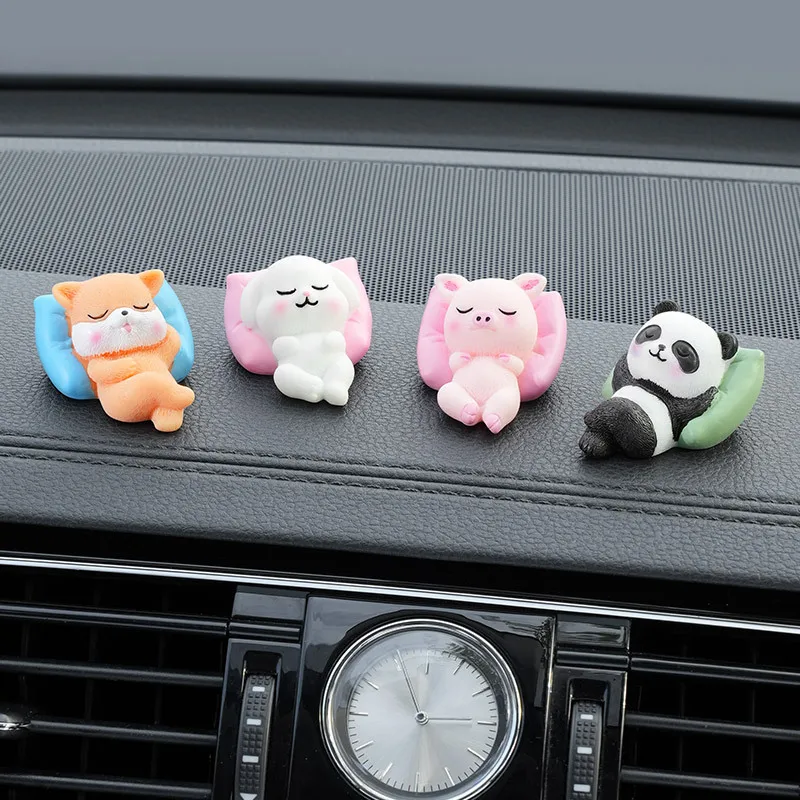 

4PCS Mini Cute Little Animals Car Rearview Mirror Accessories for Car Interior Decoration Dashboard Car Ornament Funny Gifts