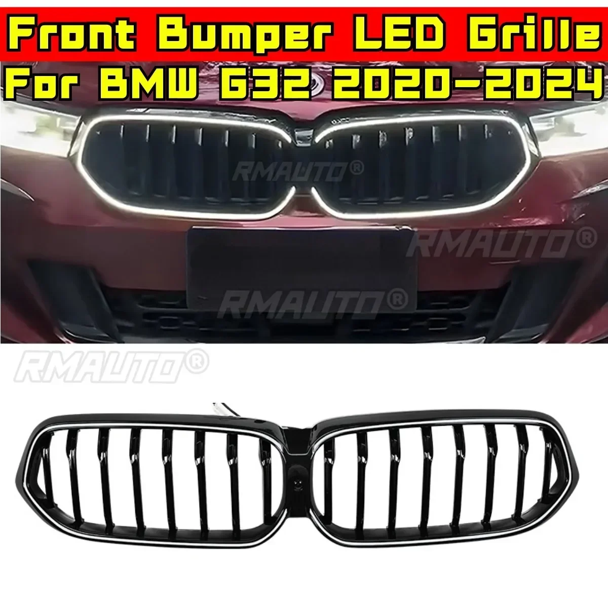 Parrilla de parachoques LED para BMW Serie 6 GT G32 2020-2024, Kit de carrocería de parrilla delantera de carreras, parachoques delantero, parrilla LED, accesorios para coche