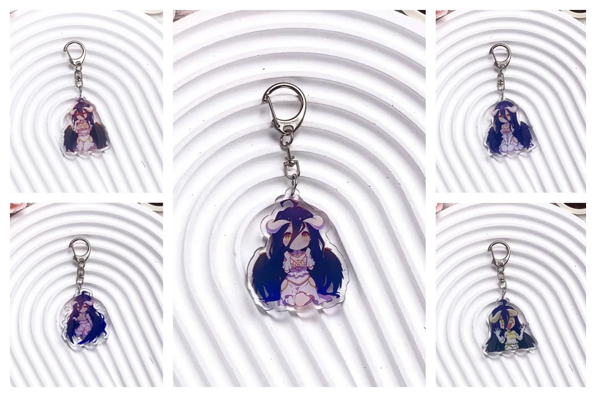 

6CM Anime Overlord Acrylic Keychain Model Cosplay Charm Characters Ornament Accesorios Goods Collection Gifts