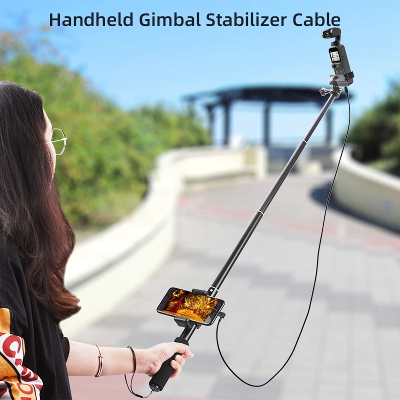 Selfie Stick for DJI OSMO Pocket 2 Handheld Gimbal Stabilizer Cable for Type-C Phone Clip Module Extension Pole