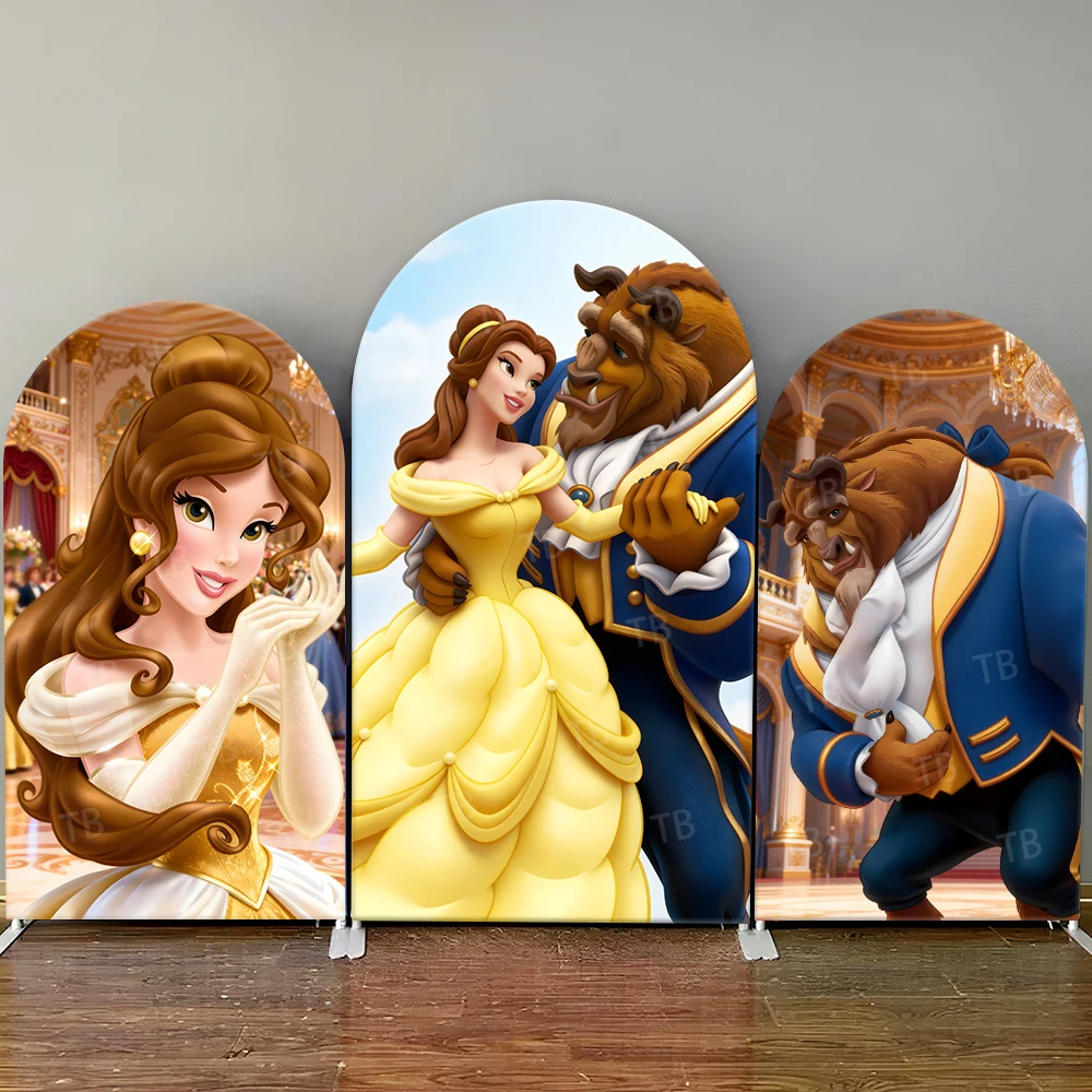 

Beauty and The Beast Arch Backdrop Cover Belle & Beast Ballroom Theme Girls Birthday Party Decor Photo Booth Supplies