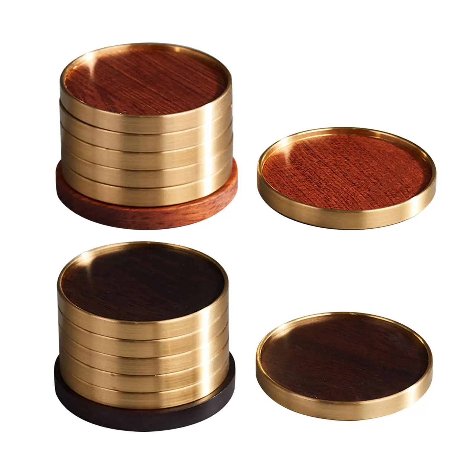 6 Pieces Wooden Coasters Set Coffee Mug Mat for Kitchen Office Tea House