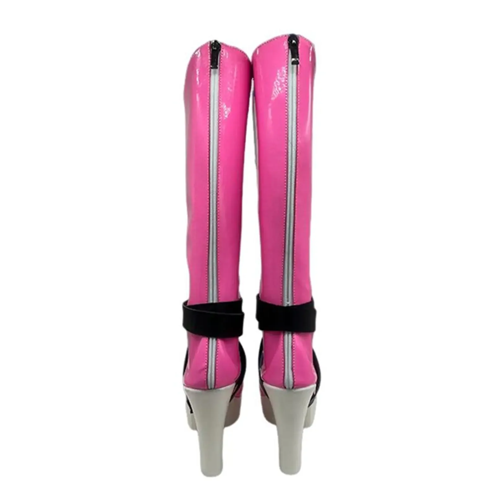 Anime Dráculaura Cosplay Sapatos Botas Longas Rosa para Mulheres Festa de Carnaval de Halloween