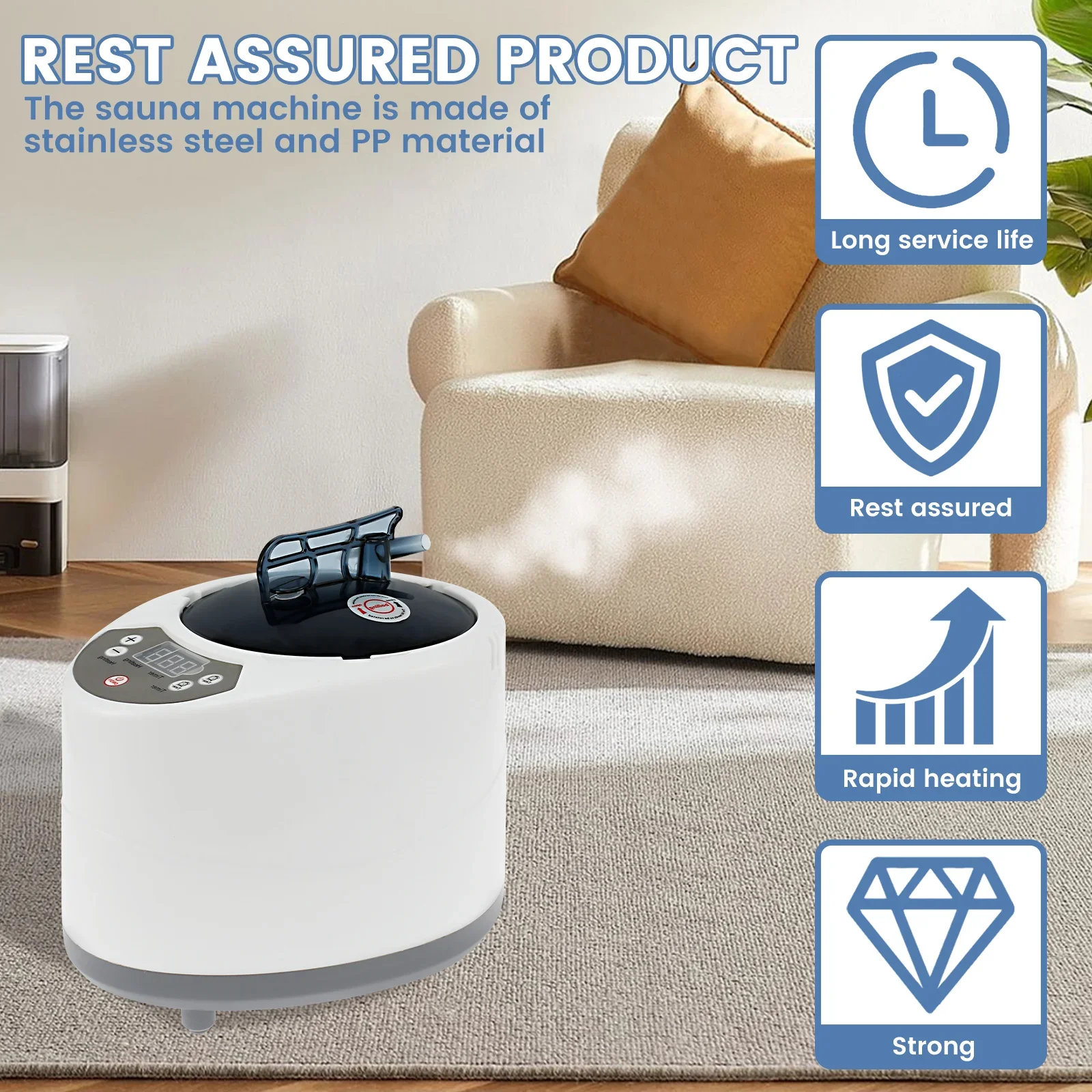 New 3L Sauna Steamer Machine 1000W US Steam Pot Generator with Protection Large Capacity Sauna Steamer for Bath Tub Sauna Room