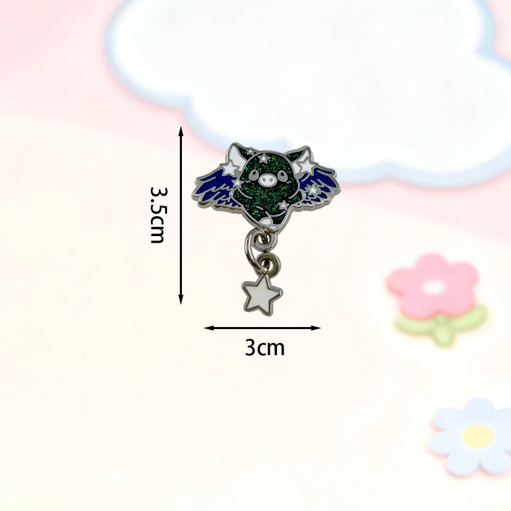 Niedliche geflügelte Fantasy-Tier-Emaille-Anstecknadel, Stern-Anhänger, Brosche, Katze, Pferd, Fuchs, Tiger, Elefant, Schmetterling, Reversnadel, Abzeichen, Schmuck, Geschenk – Detail 13