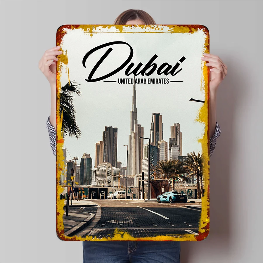 Home Office Dubai - Dubai Skyline Metal Wall Art UAE