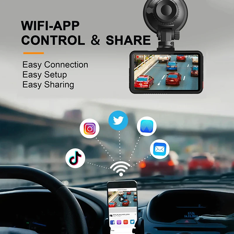 Car Dvr 4K fotocamera anteriore e posteriore Dash Cam per auto WIFI per videoregistratore del veicolo telecamera per retromarcia Monitor di