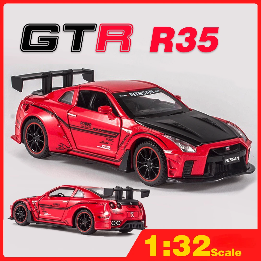 

Масштаб 1:32 Nissan GTR R35, металлические Литые Гоночные Игрушки из сплава, модели автомобилей, грузовики для мальчиков, детские автомобили, коллекция хобби