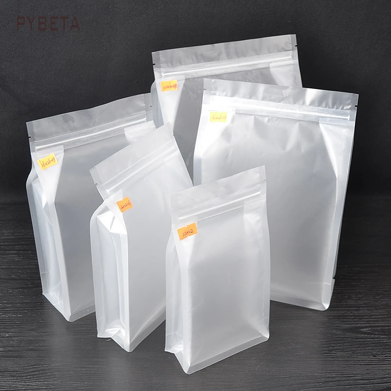 50pcs/lot- 6 sizes available  Ziplock Stand up Clear Frosted Plastic Pouch Matt Side Gusset Bag Cereals Flour Food Packaging