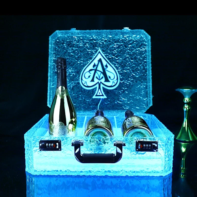 Customized bar Nightclub Supplies LED Bottle Display VIP Cup Holder Collection Suitcase Glorifier Plastic Wine Box Carry Case