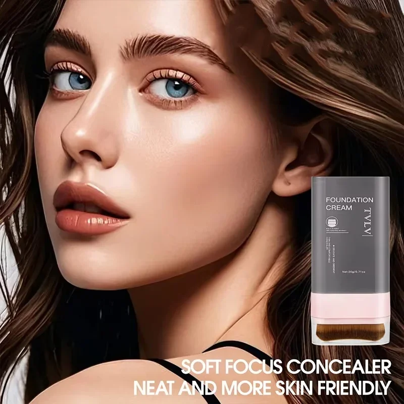 Stick per fondotinta viso con pennello, correttore a luce umida in velluto, copertura totale, controllo dell'olio, correttore per occhiaie, trucco viso