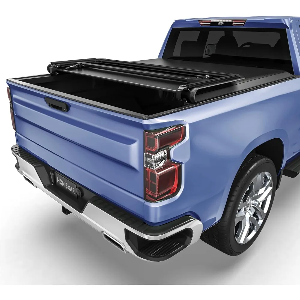 

Мягкий тройной чехол Tonneau для Chevrolet Silverado 1500 и GMC Sierra 1500 на 2019-2025 годы, подходит для кровати длиной 5,8 футов, крепления не требуется.