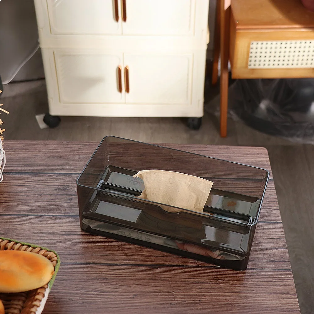 Waterproof Transparent Tissue Box Rectangular Space-saving Napkin Storage Case Large Capacity Multi-Functional Tissue Dispenser