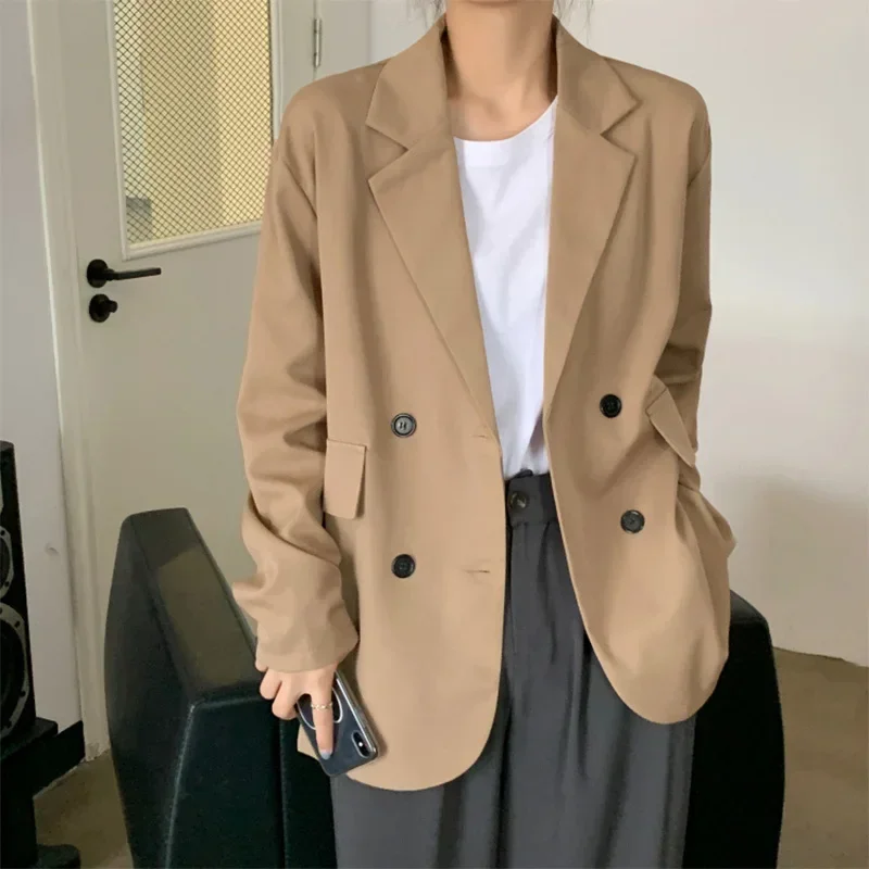 2024 Spring Autumn Women Blazers Solid Color Oversized Coats Casual Suits Korean Fashion Female Clothing Ladies Office Wear