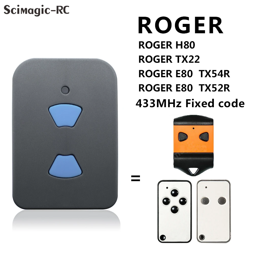 Roger Remote Control 433.92MHz Fixed Code ROGER TX12 TX14 H80/TX22 M80/TX44R E80/TX52R/2 E80/TX54R/2 Replicator Garage Door