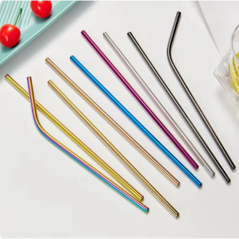 30cm Straws for CUP Reusable Stainless Straws 4Set Colorful Healthy Eco Friendly Drinking Straws for Cocktail Smoothie