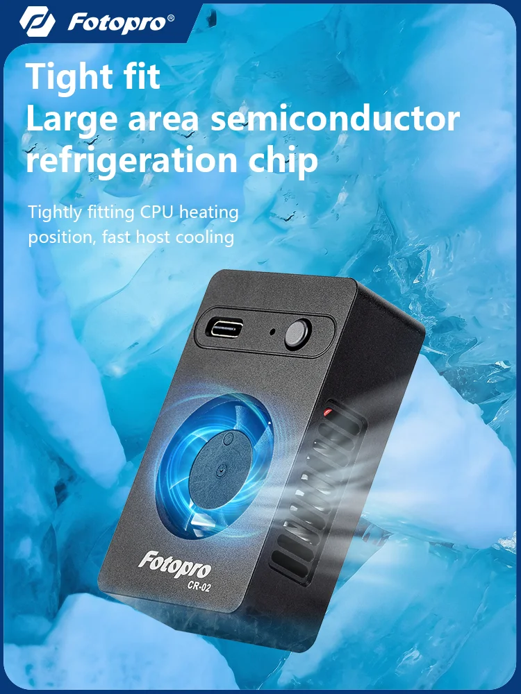 Fotopro Camera Cooling Fans Radiator CR02 Overheat Protection Compatible with Fuji Canon R5 R6 R7 R8 90D for Sony A7M4 A7C Zve10