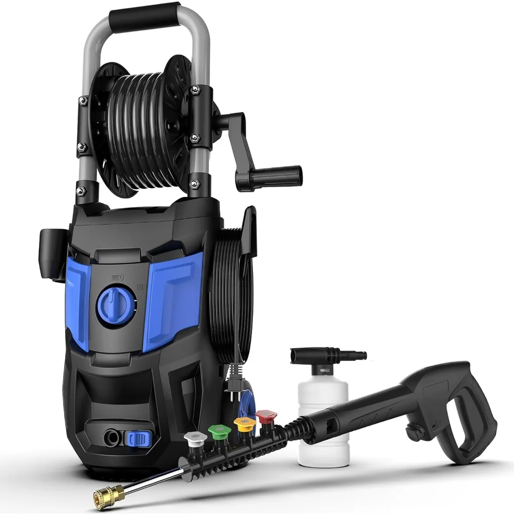 

Electric Pressure Washer, 4800PSI 3.2GPM Power Washer with Hose Reel, 20 FT Hose, 35 FT Cord, Foam Cannon and 4 Adjustable Nozzl