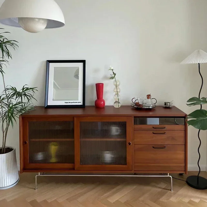 

Тумба-сервант из массива дерева в ретро-стиле, скандинавский дизайн, средневековый японский стиль, настенный стеклянный шкафчик