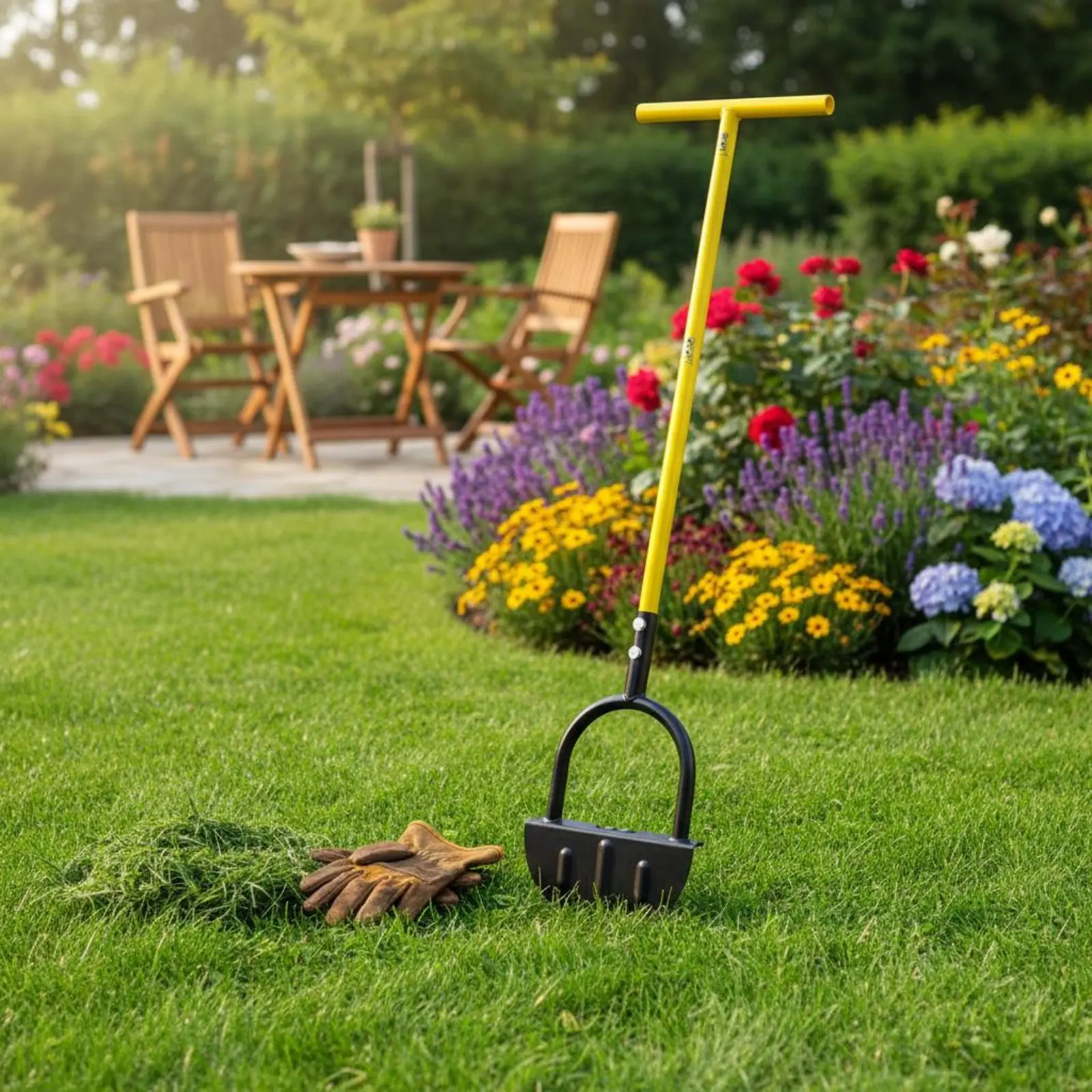 

Half Moon Lawn Edger Large Foot Base Manual Step Edger Long Handle Edging Tool Removable Design for Gardeners, Yard, Patios
