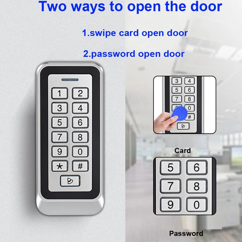 Backlight RFID Metal Door Access Control Reader 1000 User Keypad IP67 Waterproof Code Door Lock