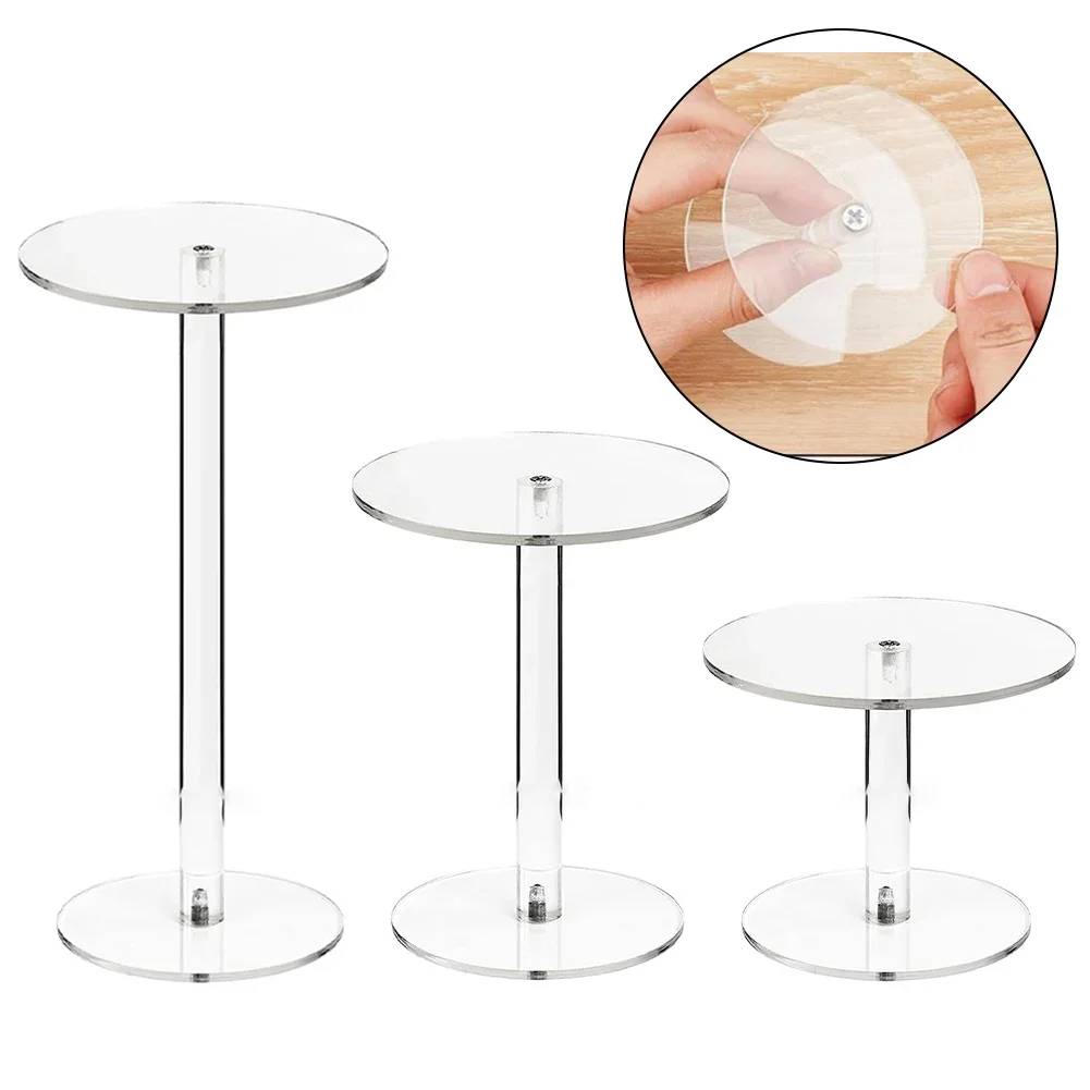 Set of 3 Round Acrylic Display Risers with Tiered Heights for Elegant Presentation of Jewelry Watches and Retail Products