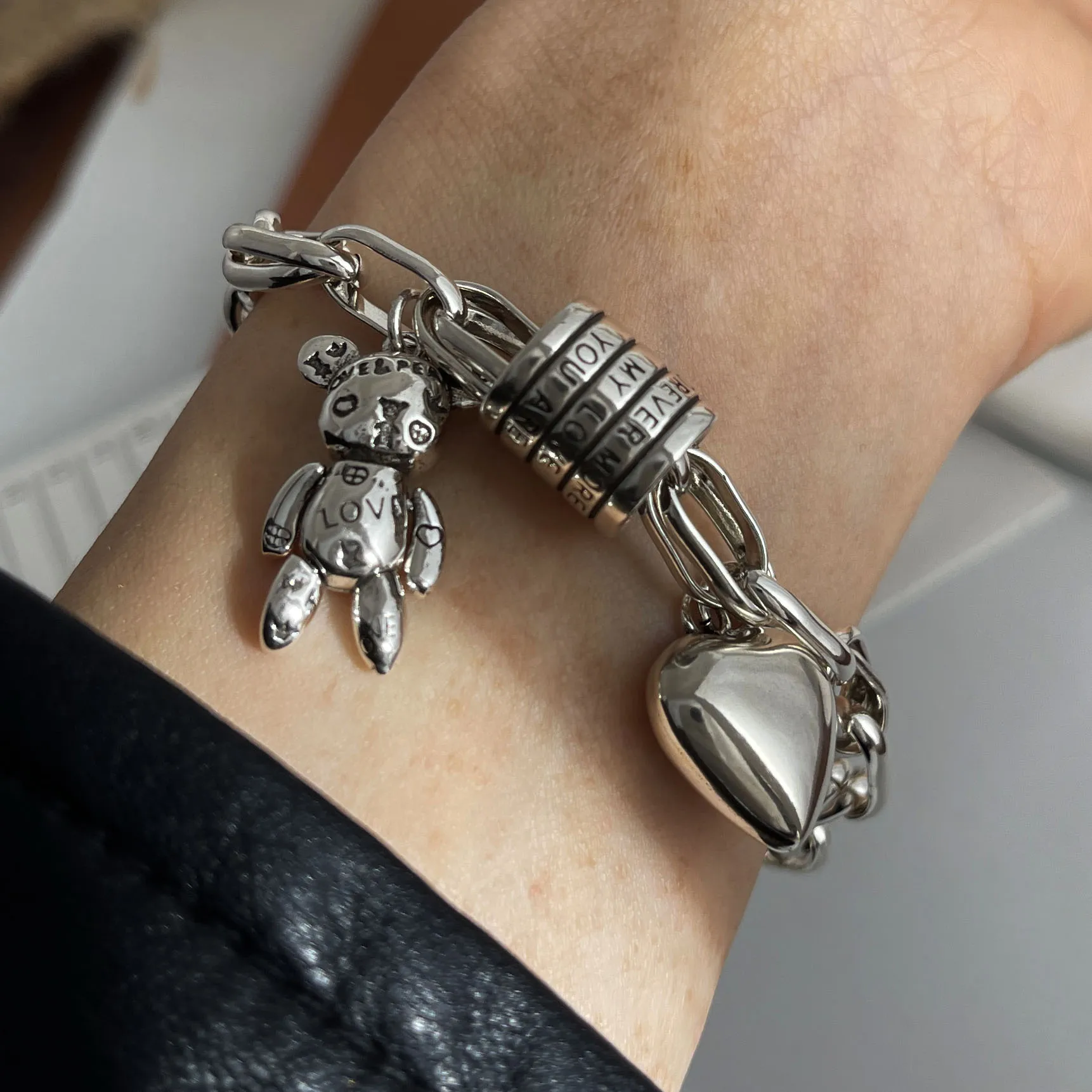 Gelang Retro Perak Murni 925 Solid 100% untuk Wanita Pria Gelang Hati Buatan Tangan Antik Hadiah Ulang Tahun