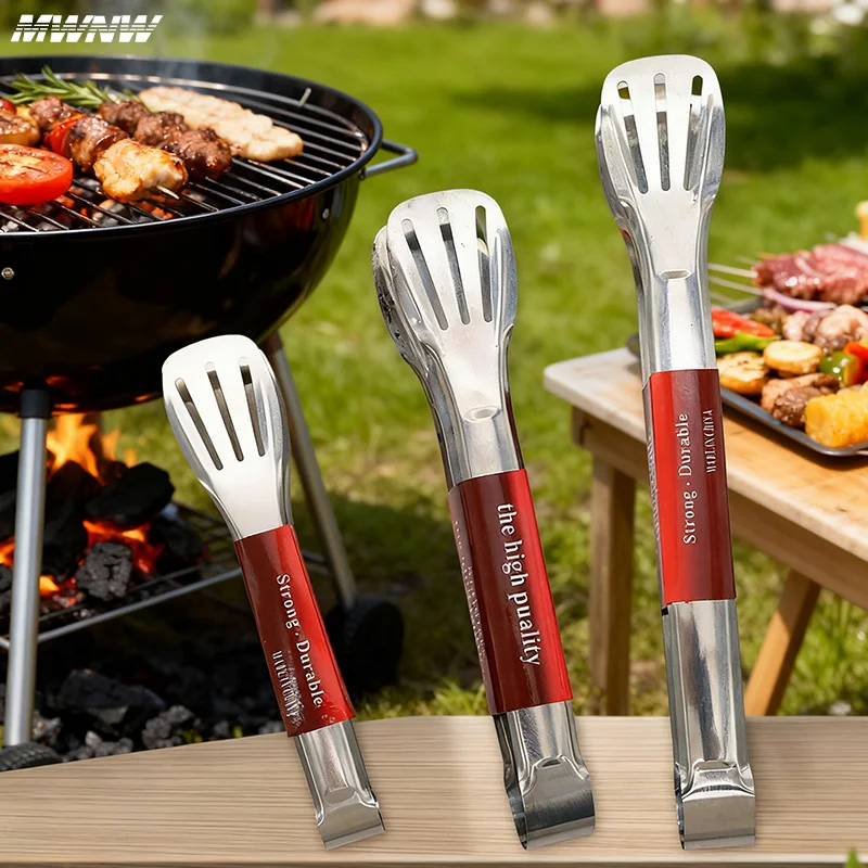 

1pc Non Slip Stainless Steel Food Tongs Meat Salad Bread Clip Barbecue Grill Buffet Clamp Cooking Tools Kitchen Accessories