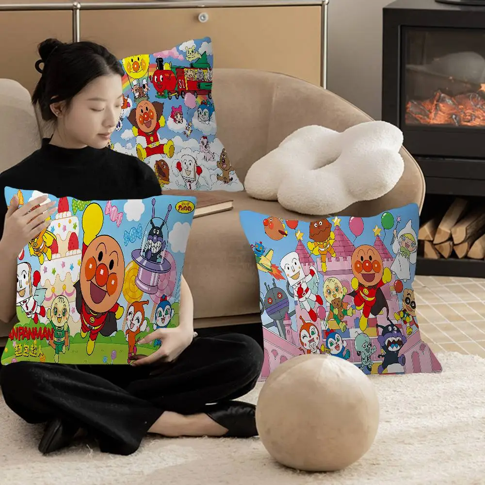 Classic Anime A-Anpanman-Cartoon Cushion Cover Inches Farmhouse Decor Home Throw Pillow Covers For Couch Decorations