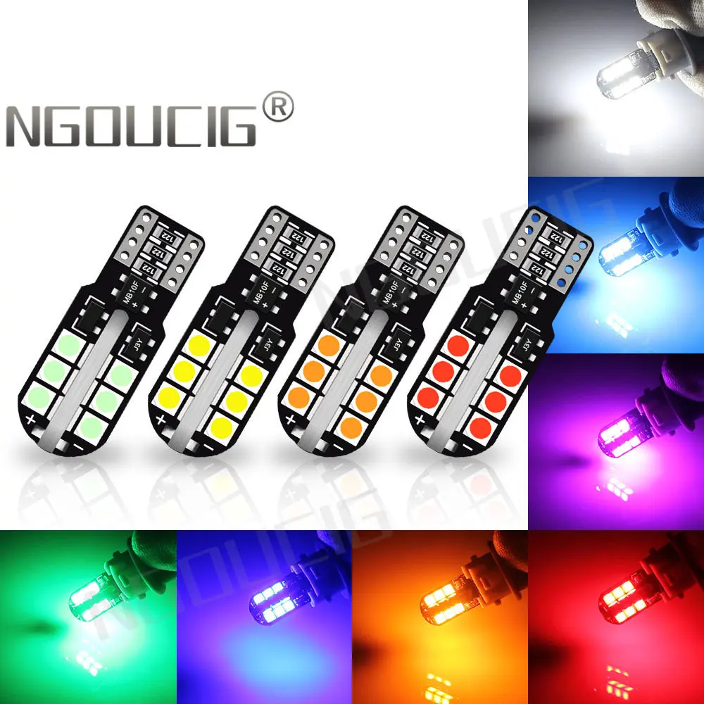 NGOUCIG 2PCS T10 CANBUS W5W Led 194 Bulb Car Interior 24SMD License Plate Reading Side Marker Signal Lamp Amber Parking Light