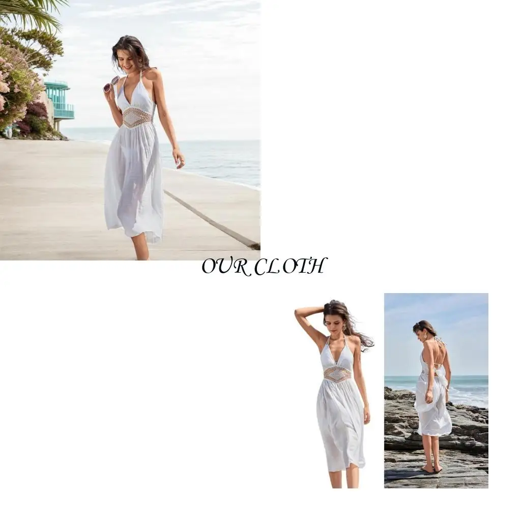 

Women's Breathable Beach Cover Up Dress Hollowed Out Beach Wear Feature Adjustable Strap and Stylish Cut Outs Y1AC