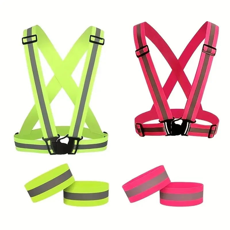 New Hot Selling High Brightness Reflective Strap Night Running Cycling Protective Elastic Strap One Protective Reflective Vest