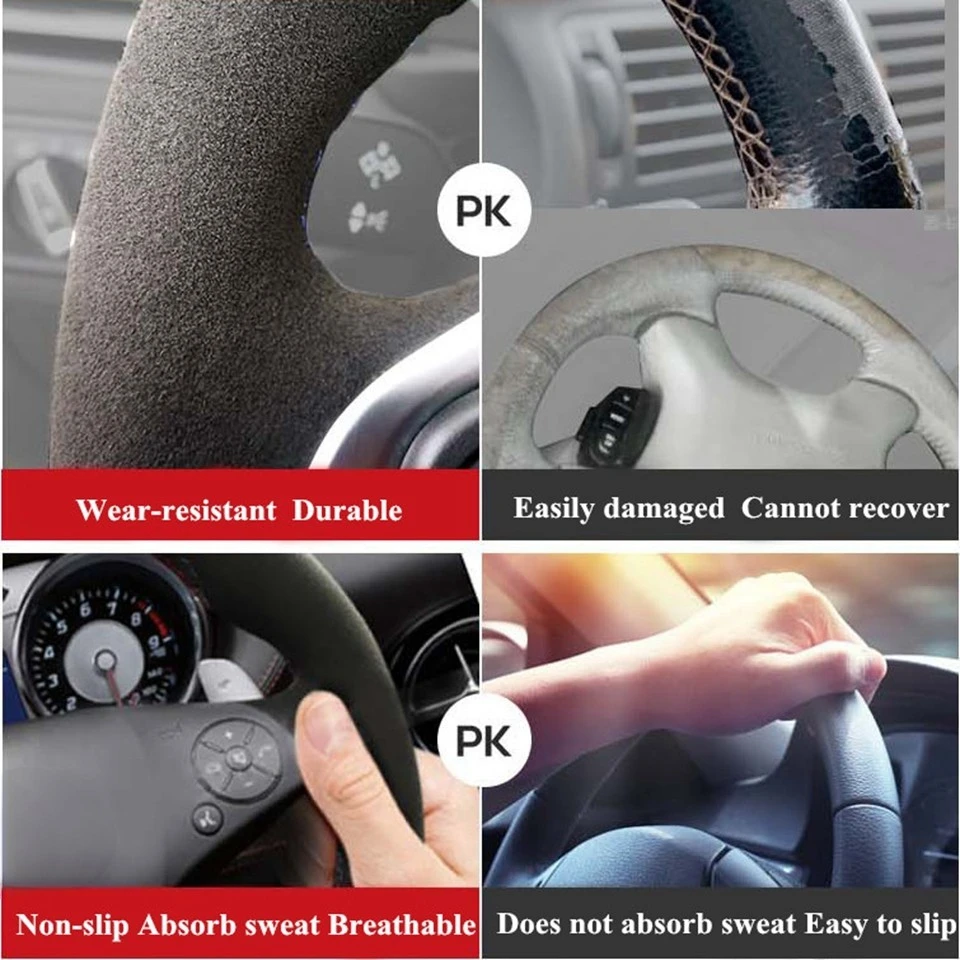 Wildleder Auto Lenkrad Geflecht Für BMW E60 E61 530d 545i 550i E63 E64 630i 645Ci 650i Auto Lenkrad Abdeckung – Detail 4