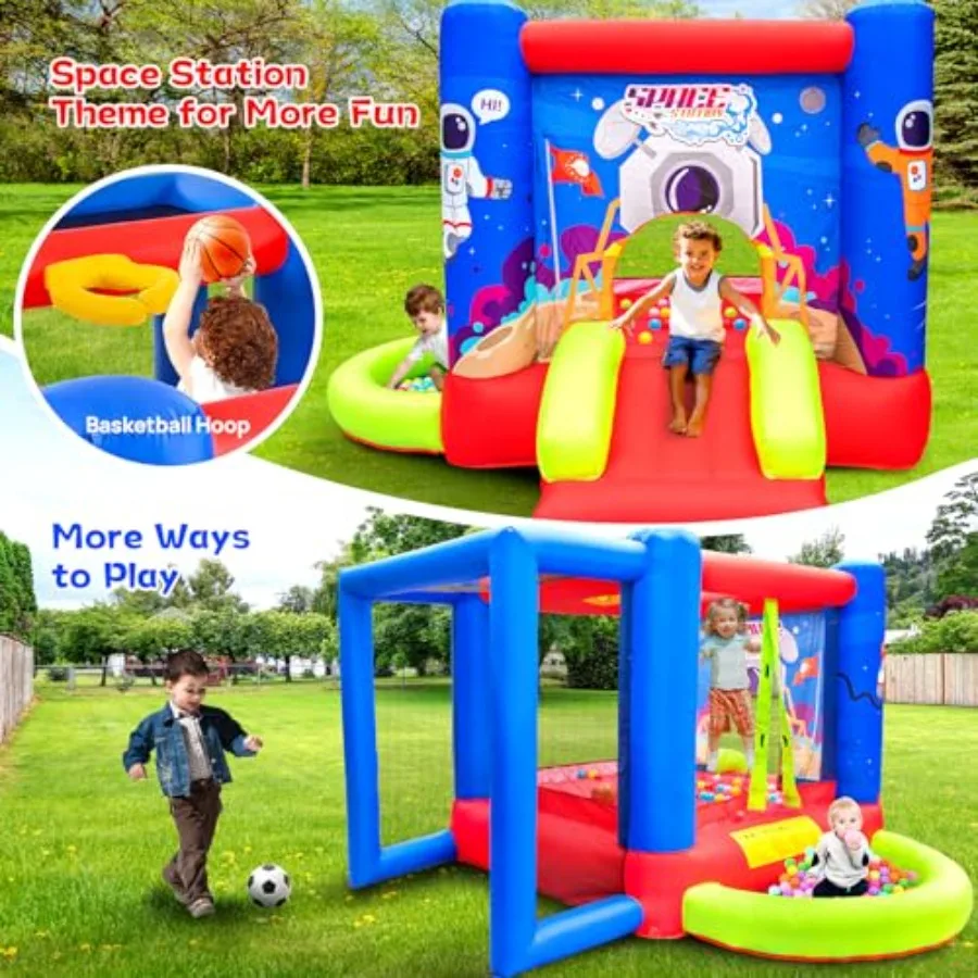 Casa gonfiabile di rimbalzo con castello di salto scorrevole con ventilatore per casetta da gioco con piscina d'onda