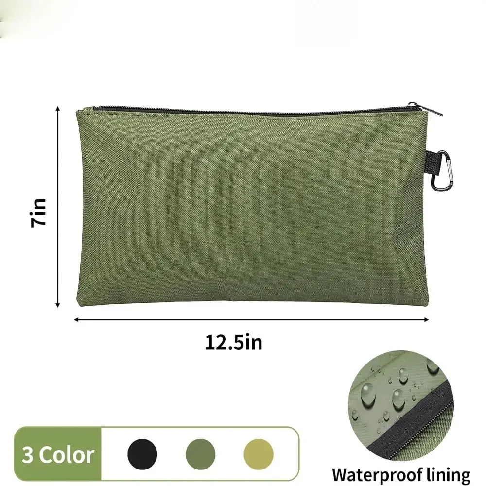 with Carabiner Tool Zipper Pouch Multi-Function Waterproof Tools Organizer Wide Open Design Oxford Fabric