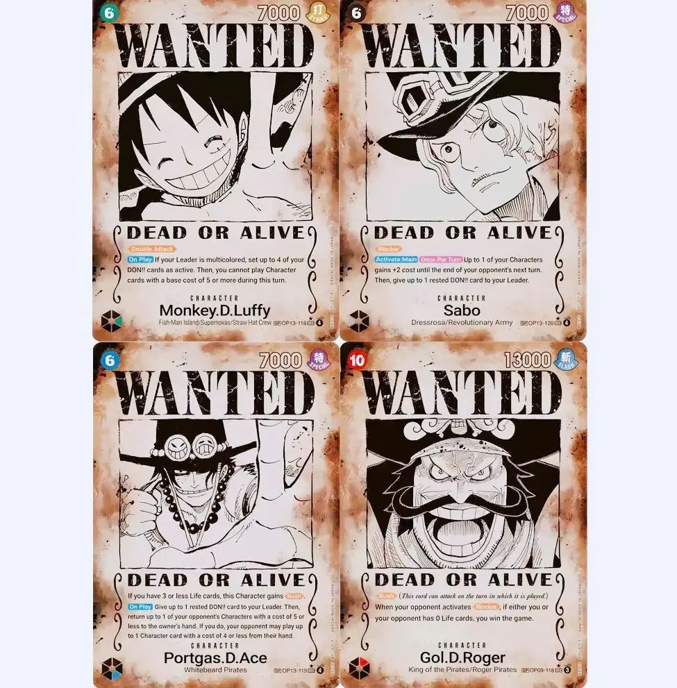 Cartas Colecionáveis ONE PIECE DIY GAME Sabo Monkey.D.Luffy Portgas.D.Ace Gol.D.Roger EN Cartas de Anime Feitas à Mão