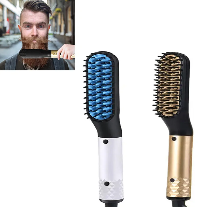 Man Hair Straightener Brush 2-in1 Beard Straightening Comb Fast Heating Hair Brush Multifunctional Professional Styling Tools