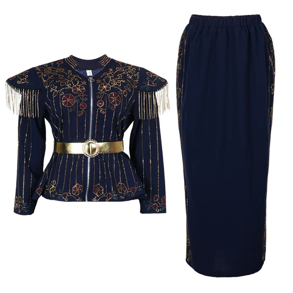 

2 PCS Sets Tops And Skirts Suits Dashiki Ankara 2025 Outfits Gown Plus Size Wedding Party Dresses African Clothes for Women Robe