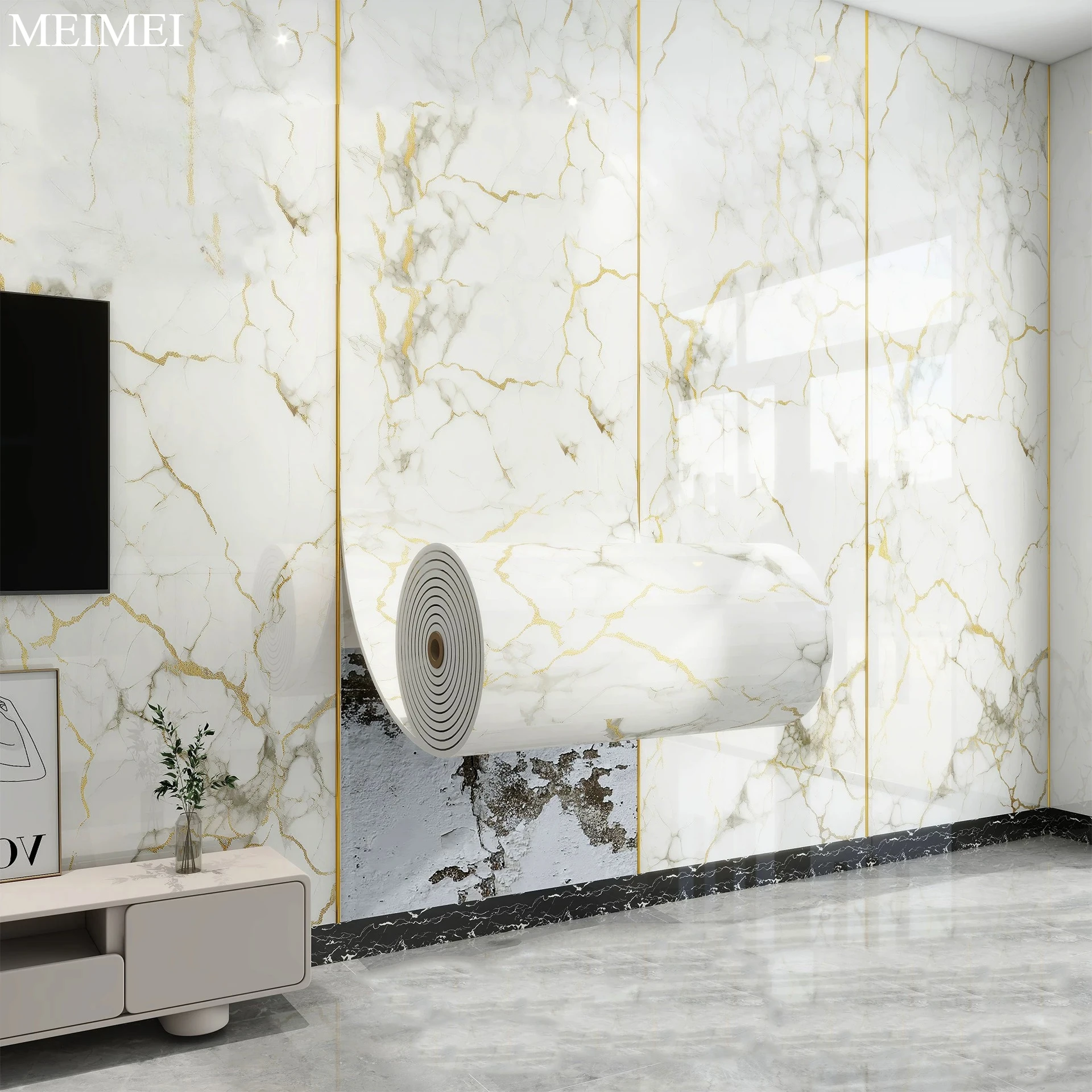 

Vinyl Kitchen and Bathroom Wallpaper Self-adhesive Detachable Contact Paper Stickers Suitable for Kitchens Bathrooms Desks